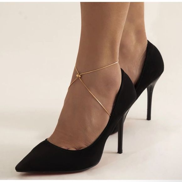 Minimalist silver  Chain Anklets Foot Bracelet - Picture 1 of 3